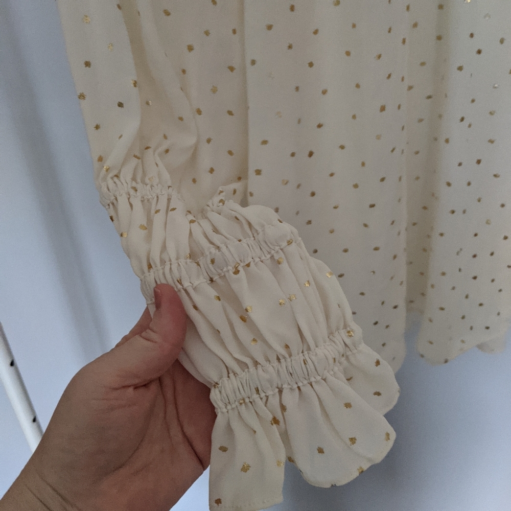 Current Air Smocked Gold Polka Dot Blouse - Picture 4 of 9